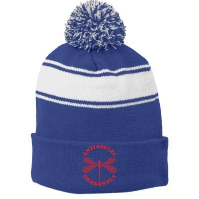 Antisocial Dragonfly Introvert Stripe Pom Pom Beanie