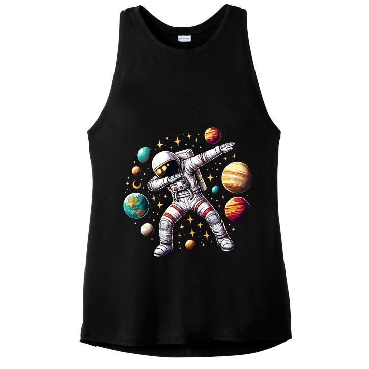 Astronaut Dabbing In Space Cosmic Galaxy Adventure Ladies PosiCharge Tri-Blend Wicking Tank