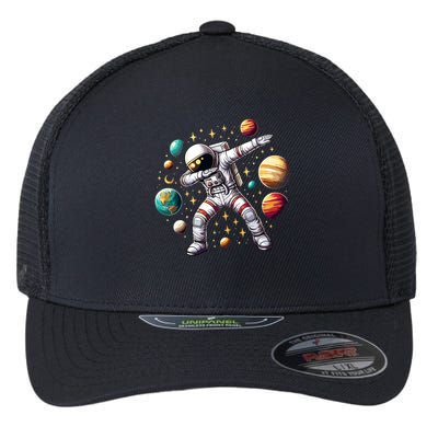 Astronaut Dabbing In Space Cosmic Galaxy Adventure Flexfit Unipanel Trucker Cap