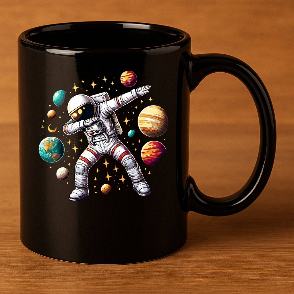 Astronaut Dabbing In Space Cosmic Galaxy Adventure 11oz C Handle Ceramic Mug