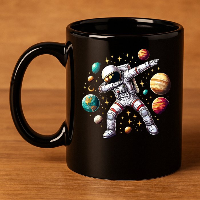 Astronaut Dabbing In Space Cosmic Galaxy Adventure 11oz C Handle Ceramic Mug