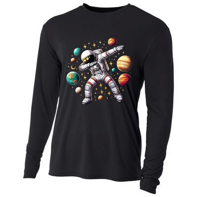 Astronaut Dabbing In Space Cosmic Galaxy Adventure Cooling Performance Long Sleeve Crew