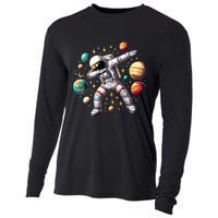 Astronaut Dabbing In Space Cosmic Galaxy Adventure Cooling Performance Long Sleeve Crew