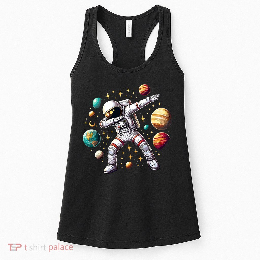 Astronaut Dabbing In Space Cosmic Galaxy Adventure Womens Tank Top