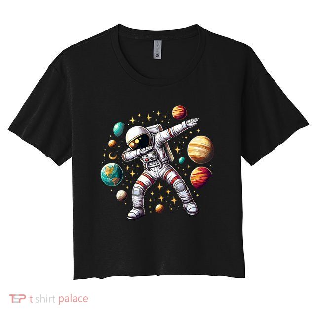 Astronaut Dabbing In Space Cosmic Galaxy Adventure Crop Top