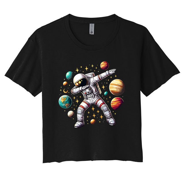 Astronaut Dabbing In Space Cosmic Galaxy Adventure Crop Top