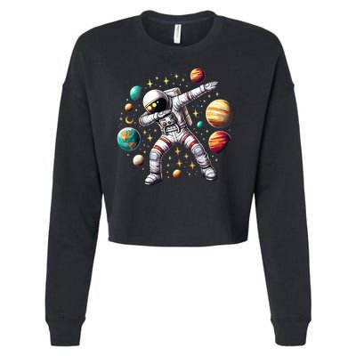 Astronaut Dabbing In Space Cosmic Galaxy Adventure Cropped Pullover Crew