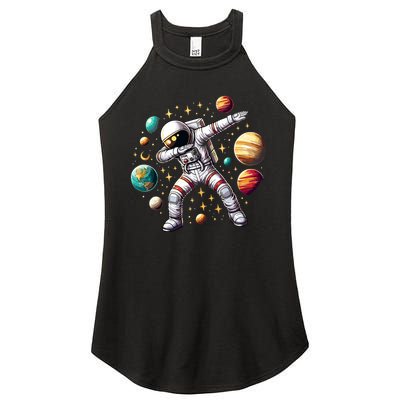 Astronaut Dabbing In Space Cosmic Galaxy Adventure Women's Perfect Tri Rocker Tank