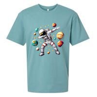 Astronaut Dabbing In Space Cosmic Galaxy Adventure Sueded Cloud Jersey T-Shirt
