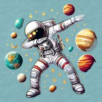 Astronaut Dabbing In Space Cosmic Galaxy Adventure Sueded Cloud Jersey T-Shirt