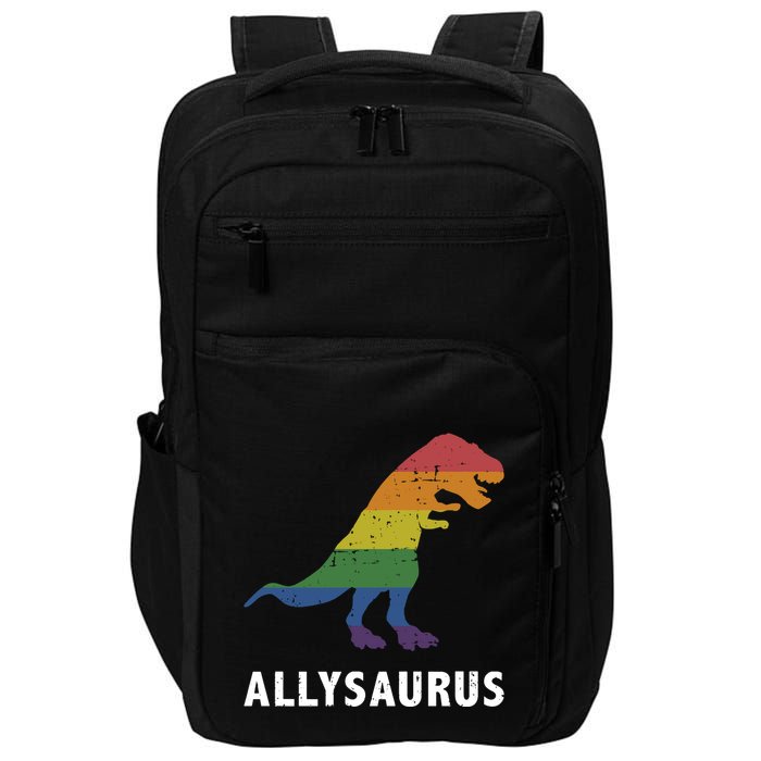 Allysaurus Dinosaur In Rainbow Flag For Ally LGBT Pride Impact Tech Backpack
