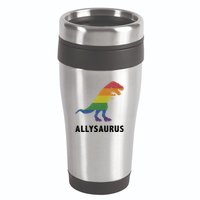 Allysaurus Dinosaur In Rainbow Flag For Ally LGBT Pride 16oz Travel Tumbler