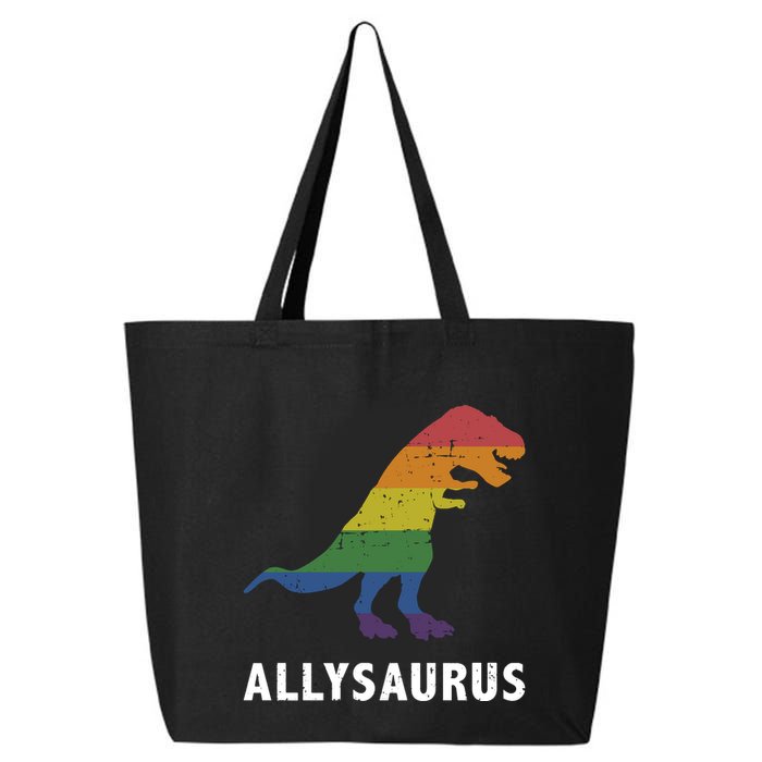 Allysaurus Dinosaur In Rainbow Flag For Ally LGBT Pride 25L Jumbo Tote