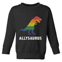Allysaurus Dinosaur In Rainbow Flag For Ally LGBT Pride Toddler Sweatshirt