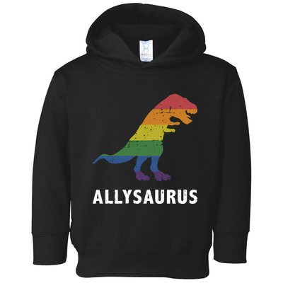 Allysaurus Dinosaur In Rainbow Flag For Ally LGBT Pride Toddler Hoodie
