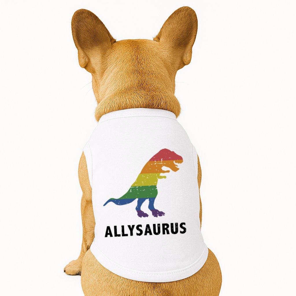Allysaurus Dinosaur In Rainbow Flag For Ally LGBT Pride Doggie Tank