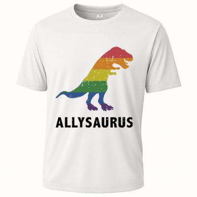 Allysaurus Dinosaur In Rainbow Flag For Ally LGBT Pride Performance Shirt