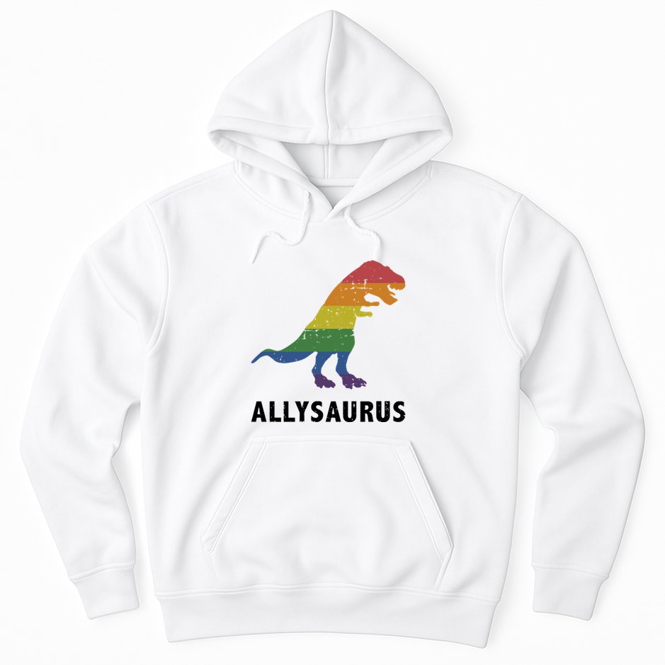 Allysaurus Dinosaur In Rainbow Flag For Ally LGBT Pride Hoodie
