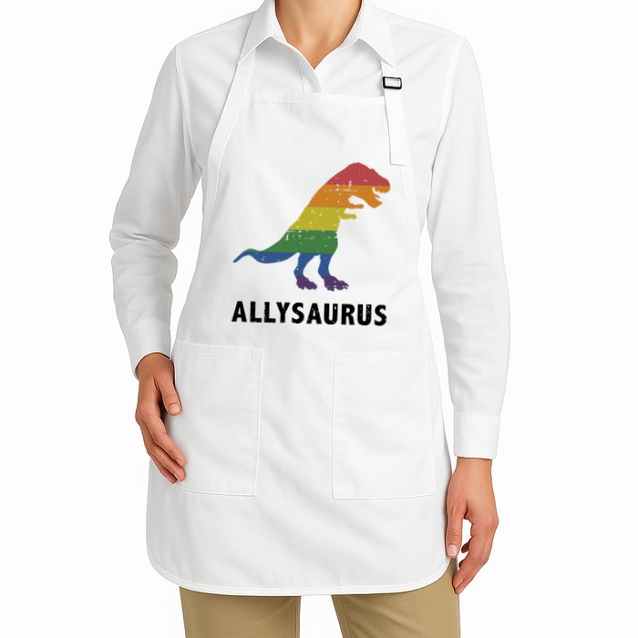 Allysaurus Dinosaur In Rainbow Flag For Ally LGBT Pride Apron