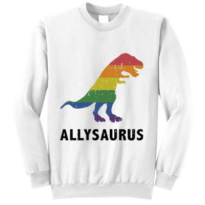 Allysaurus Dinosaur In Rainbow Flag For Ally LGBT Pride Sweatshirt