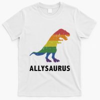 Allysaurus Dinosaur In Rainbow Flag For Ally LGBT Pride T-Shirt