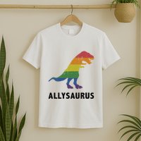 Allysaurus Dinosaur In Rainbow Flag For Ally LGBT Pride T-Shirt