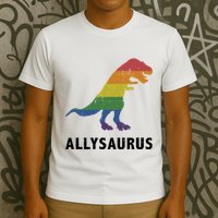 Allysaurus Dinosaur In Rainbow Flag For Ally LGBT Pride T-Shirt