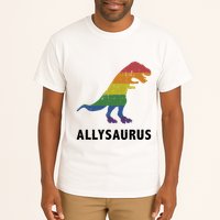 Allysaurus Dinosaur In Rainbow Flag For Ally LGBT Pride Tall T-Shirt