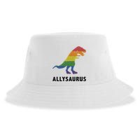 Allysaurus Dinosaur In Rainbow Flag For Ally LGBT Pride Sustainable Bucket Hat