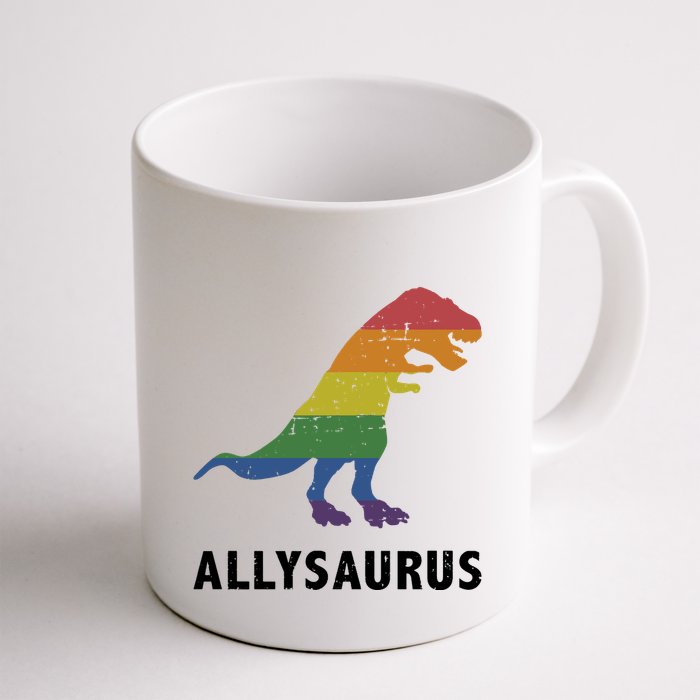 Allysaurus Dinosaur In Rainbow Flag For Ally LGBT Pride Mug