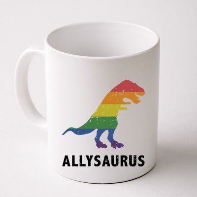 Allysaurus Dinosaur In Rainbow Flag For Ally LGBT Pride Mug