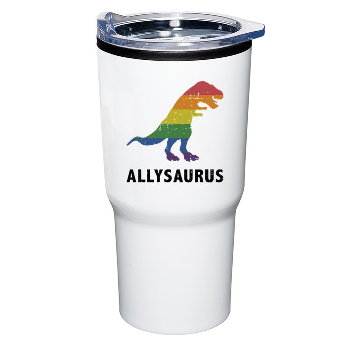 Allysaurus Dinosaur In Rainbow Flag For Ally LGBT Pride Tumbler