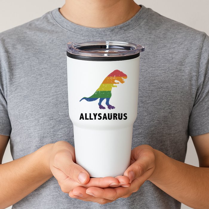 Allysaurus Dinosaur In Rainbow Flag For Ally LGBT Pride Tumbler