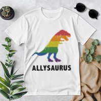 Allysaurus Dinosaur In Rainbow Flag For Ally LGBT Pride Premium T-Shirt