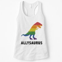 Allysaurus Dinosaur In Rainbow Flag For Ally LGBT Pride Womens Tank Top