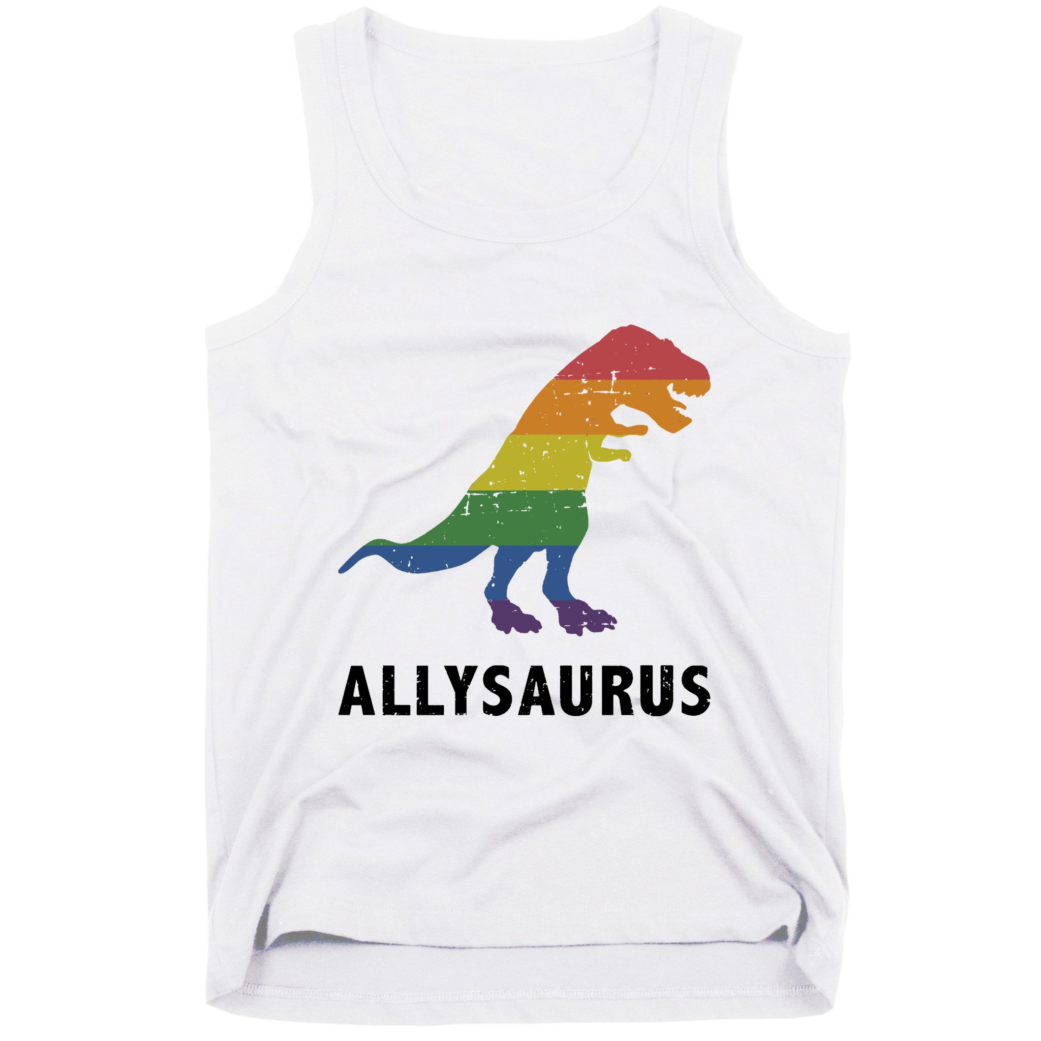 Allysaurus Dinosaur In Rainbow Flag For Ally LGBT Pride Tank Top