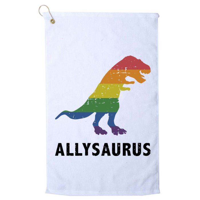 Allysaurus Dinosaur In Rainbow Flag For Ally LGBT Pride Golf Towel