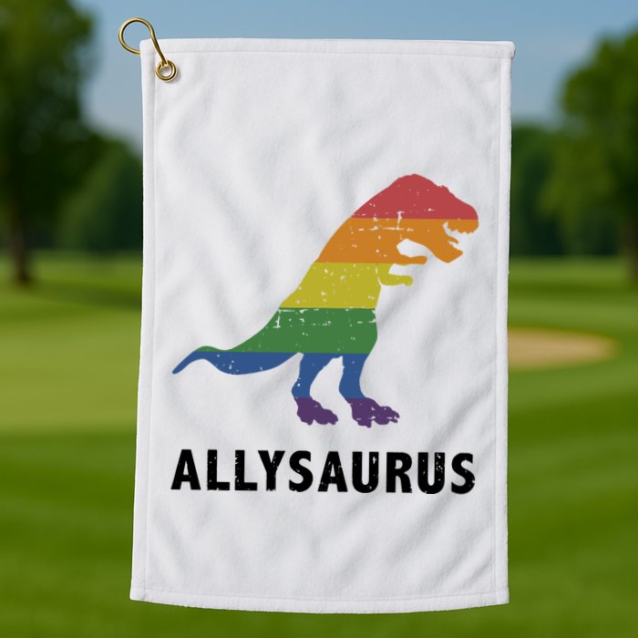 Allysaurus Dinosaur In Rainbow Flag For Ally LGBT Pride Golf Towel