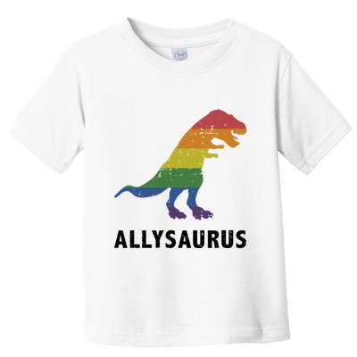 Allysaurus Dinosaur In Rainbow Flag For Ally LGBT Pride Toddler T-Shirt