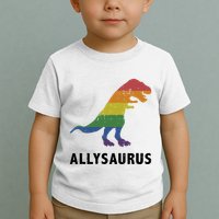 Allysaurus Dinosaur In Rainbow Flag For Ally LGBT Pride Toddler T-Shirt