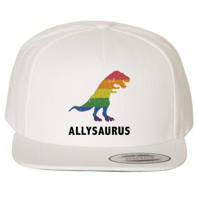 Allysaurus Dinosaur In Rainbow Flag For Ally LGBT Pride Wool Snapback Cap