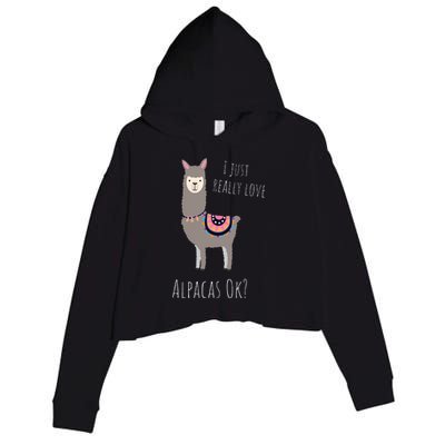 Alpaca Design - I Just Really Love Alpacas Ok Crop Fleece Hoodie