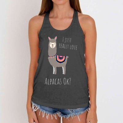 Alpaca Design - I Just Really Love Alpacas Ok Women's Knotted Racerback Tank