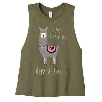 Alpaca Design - I Just Really Love Alpacas Ok Women's Racerback Cropped Tank