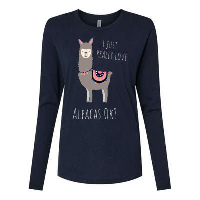 Alpaca Design - I Just Really Love Alpacas Ok Womens Cotton Relaxed Long Sleeve T-Shirt