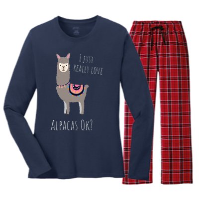 Alpaca Design - I Just Really Love Alpacas Ok Women's Long Sleeve Flannel Pajama Set 