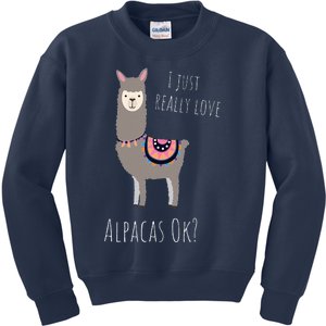 Alpaca Design - I Just Really Love Alpacas Ok Kids Sweatshirt