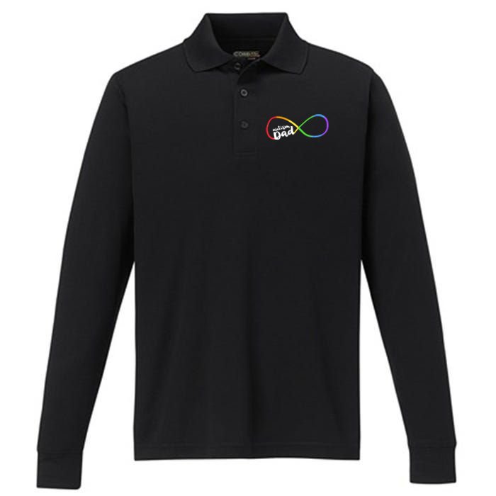 Autism Dad Infinity Symbol Performance Long Sleeve Polo