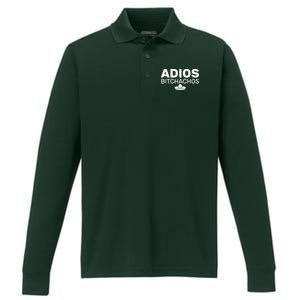 Adios Bitchachos Funny Sombrero Cinco De Mayo Performance Long Sleeve Polo