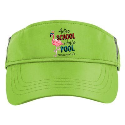 Adios School Hello Pool Teacher Life Flamingo Adult Drive Performance Visor